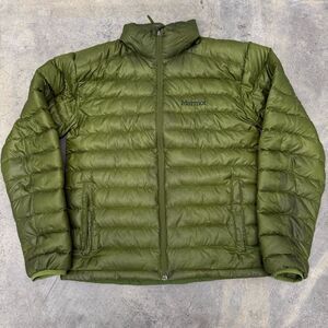 Men’s Marmot Puffy Jacket 700 Fill Size S Duck Down Style D71650 Forest Green